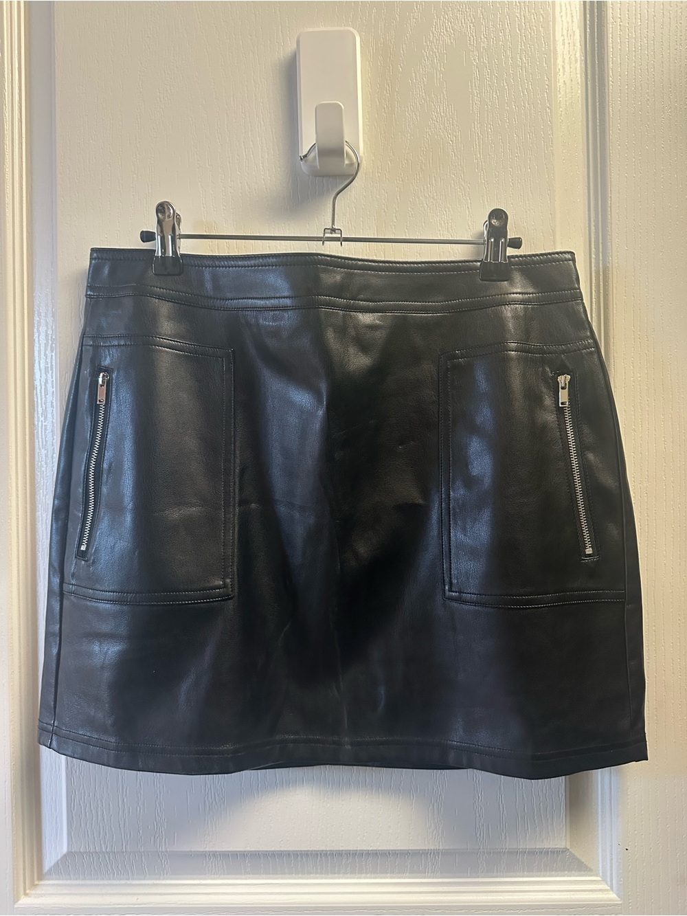 Forever 21 Black Faux Leather Mini Skirt with Zip Pockets